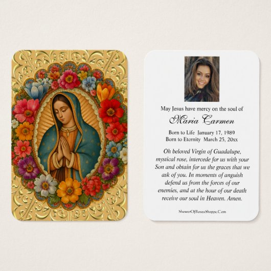OUR LADY OF GUADALUPE FUNERAL PRAYER CARD (正面&裏面)