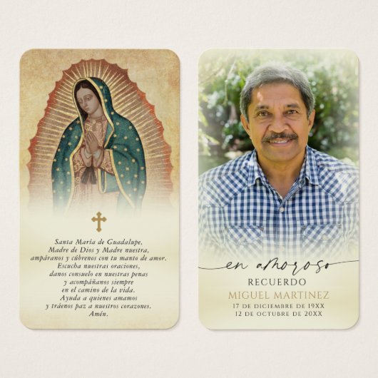 Our Lady of Guadalupe Funeral Spanish Prayer Cards (正面&裏面)