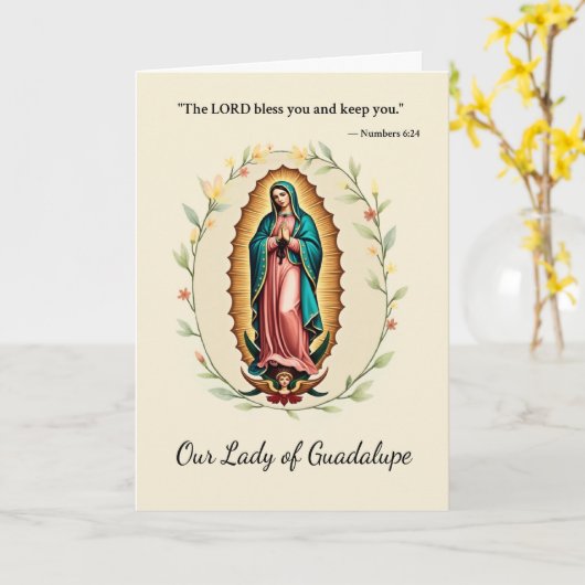 Our Lady of Guadalupe God's Peace and Blessings カード (黄色い花)