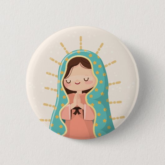 Our Lady of Guadalupe Kawaii Style 缶バッジ (正面)
