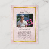 Our Lady of Guadalupe Memorial Prayer Card プレイスカード (裏面)