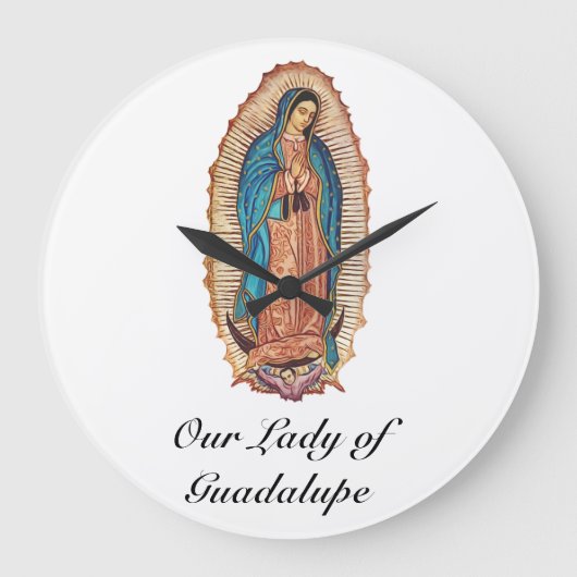 Our Lady of Guadalupe Miraculous Tilma Fine Art ラージ壁時計 (正面)