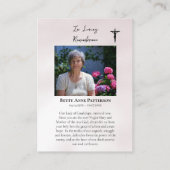 Our Lady of Guadalupe Mystical Rose Funeral Prayer プレイスカード (裏面)