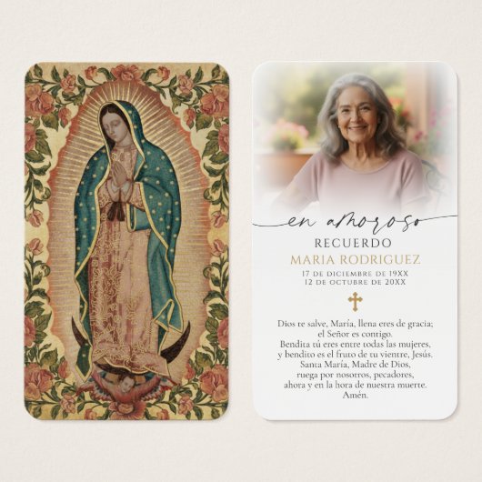 Our Lady of Guadalupe Spanish Memorial Prayer Card (正面&裏面)