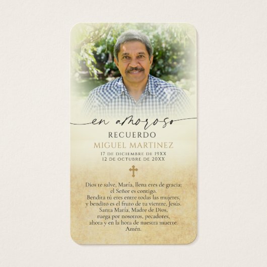 Our Lady of Guadalupe Spanish Memorial Prayer Card (裏面)