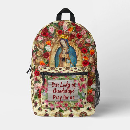 Our Lady of Guadalupe Virgin Mary Catholic Saint プリントバックパック (正面)