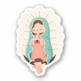 Our Lady of Guadalupe with angel Kawaii Style シール