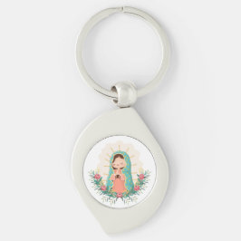 Our Lady of Guadalupe with flowers Kawaii Style キーホルダー