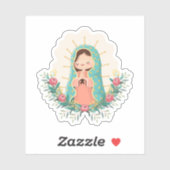 Our Lady of Guadalupe with flowers Kawaii Style シール (シート)
