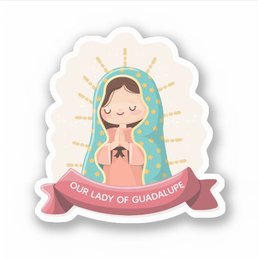 Our Lady of Guadalupe with ribbon Kawaii Style シール (正面)