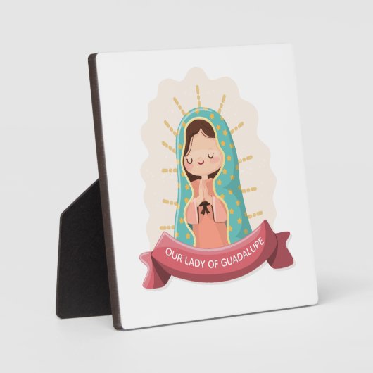 Our Lady of Guadalupe with ribbon Kawaii Style フォトプラーク (正面)