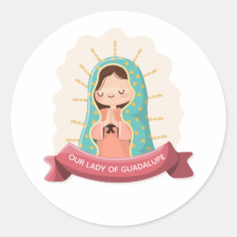 Our Lady of Guadalupe with ribbon Kawaii Style ラウンドシール