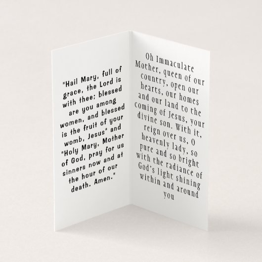 Our  Lady of  Immaculate  Conception Prayer Card (内部)