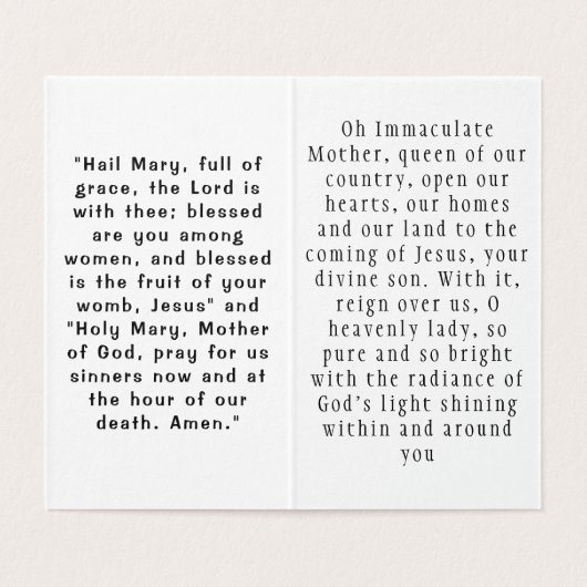 Our  Lady of  Immaculate  Conception Prayer Card (内部フラット)