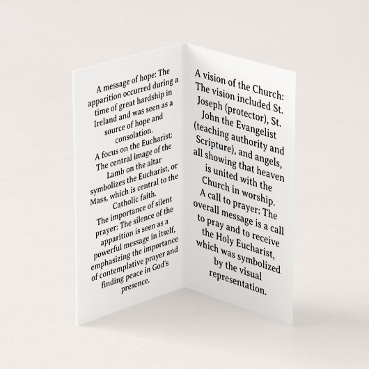 Our Lady of Knock Prayer Card (内部)