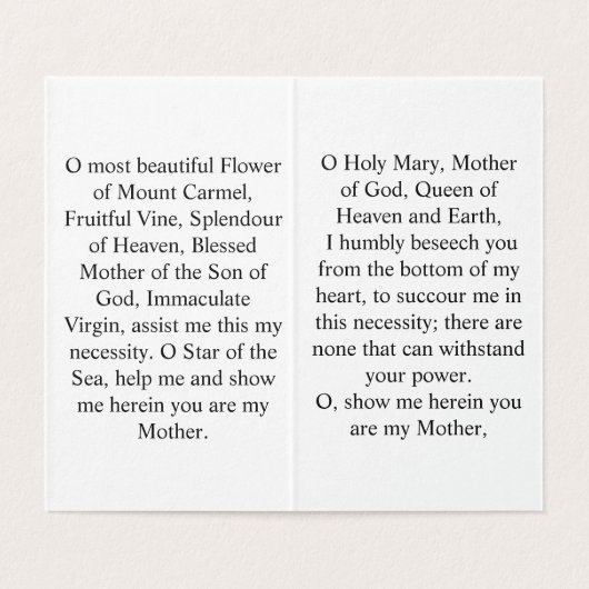 Our Lady of Mount Carmel Prayer Card  (内部フラット)