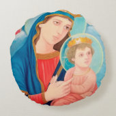 Our Lady of Perpetual Help Catholic ラウンドクッション (裏面)