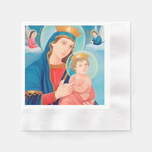 Our Lady of Perpetual Help Catholic 縁ありカクテルナプキン (正面)