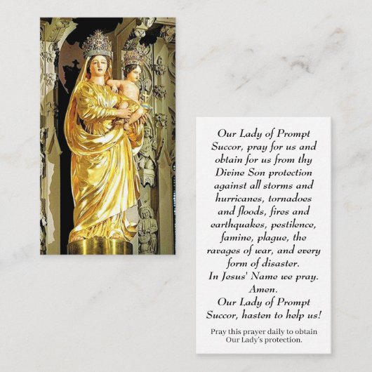 Our Lady of Prompt Succor Prayer Card コーリングカード (正面/裏面)