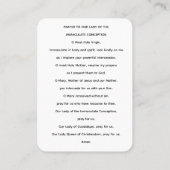 Our Lady of the Immaculate Conception Prayer Card 名刺 (裏面)