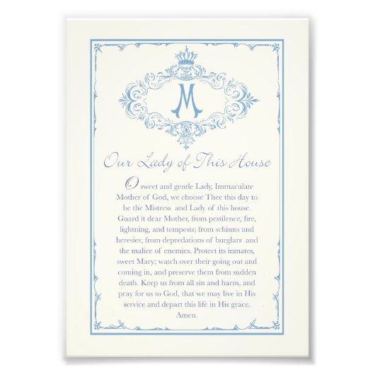 Our Lady of This House Prayer Printable 5x7 フォトプリント (正面)