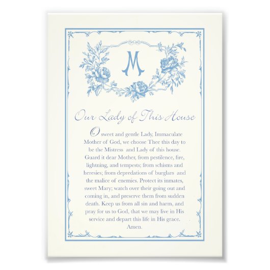 Our Lady of This House Prayer Printable 5x7 フォトプリント (正面)