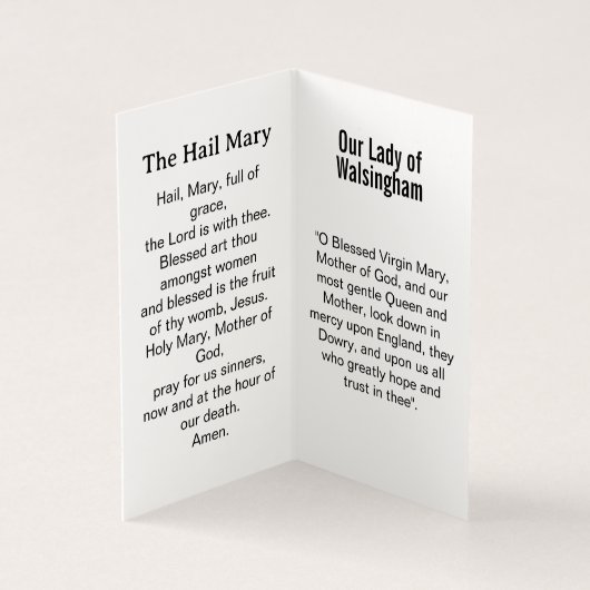 Our Lady of Walsingham Prayer Card (内部)