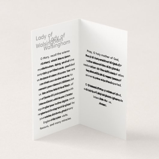 OUR LADY OF WALSINGHAM Prayer Card (内部)