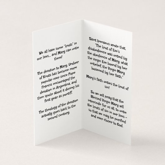 Our Lady Undoer of knots Prayer Card (内部)