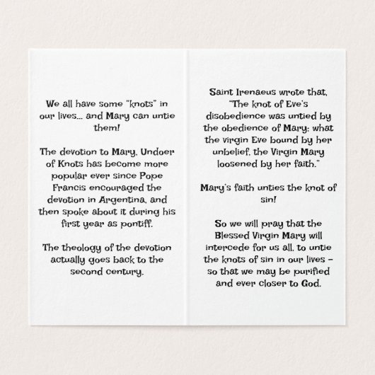 Our Lady Undoer of knots Prayer Card (内部フラット)