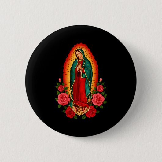 Our Lady Virgen De Guadalupe Saint Virgin Mary - C 缶バッジ (正面)