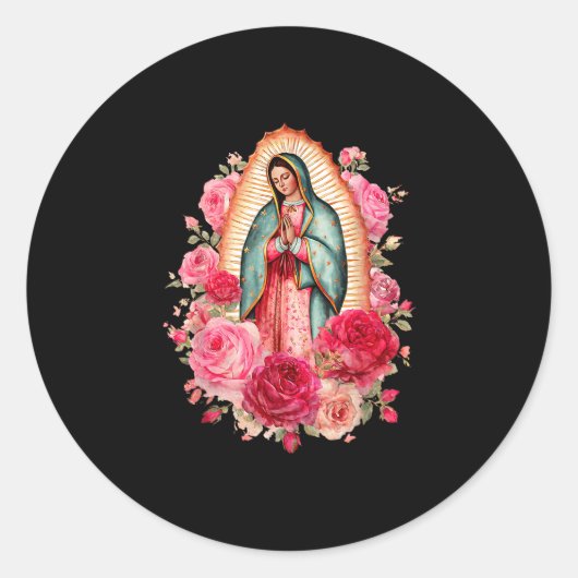Our Lady Virgen De Guadalupe Saint Virgin Mary Nk  ラウンドシール (正面)