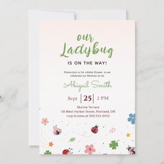 Our Ladybug Girl Baby Shower 招待状 (正面)