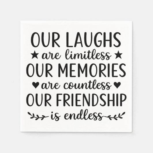 Our Laughs Are Limitless Friendship Quote スタンダードカクテルナプキン (正面)