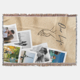 Our Life Custom Couple Photo Cascade with Line Art スローブランケット