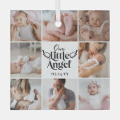 Our Little Angel Newborn Baby Photo Grid Collage ガラスオーナメント (正面)