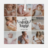 Our Little Angel Newborn Baby Photo Grid Collage ガラスオーナメント (裏面)