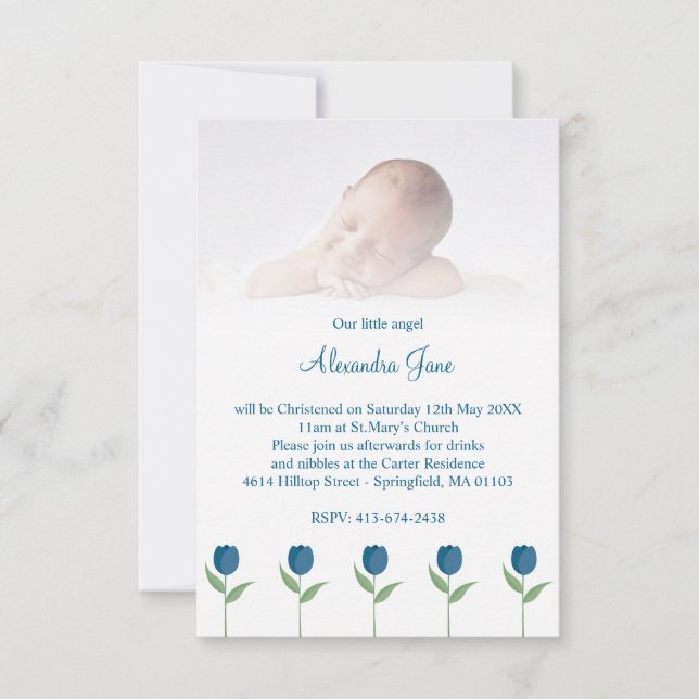 Our Little Angel Quote for Baby Baptism with Tulip (正面)