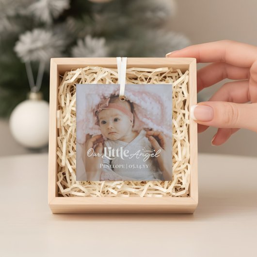 Our Little Angel Sweet Newborn Baby Photo Keepsake ガラスオーナメント