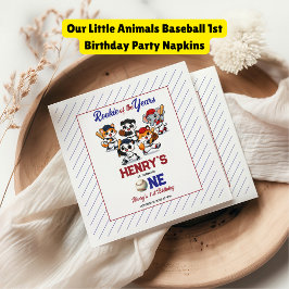 Our Little Animals Baseball 1st Birthday Party スタンダードカクテルナプキン