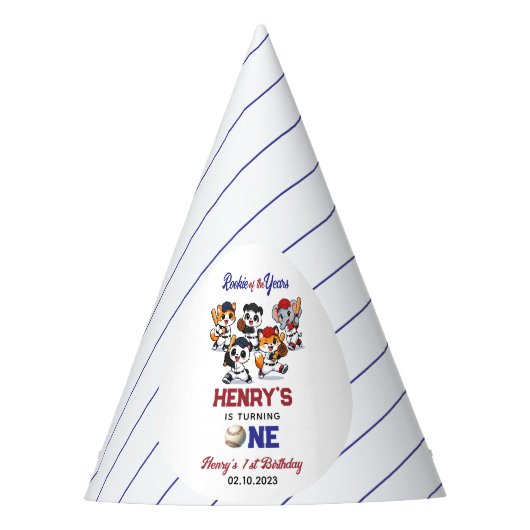 Our Little Animals Baseball 1st Birthday Party パーティーハット (正面)