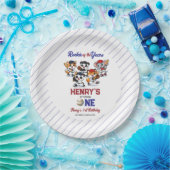 Our Little Animals Baseball 1st Birthday Party ペーパープレート (パーティー)