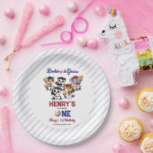 Our Little Animals Baseball 1st Birthday Party ペーパープレート (パーティー)