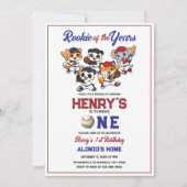 Our Little Animals Baseball 1st Birthday Party 招待状 (正面)