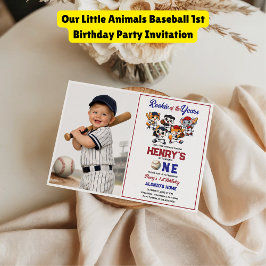 Our Little Animals Baseball 1st Birthday Party 招待状