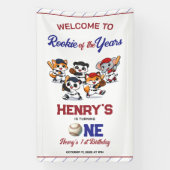 Our Little Animals Baseball 1st Birthday Party 横断幕 (縦)