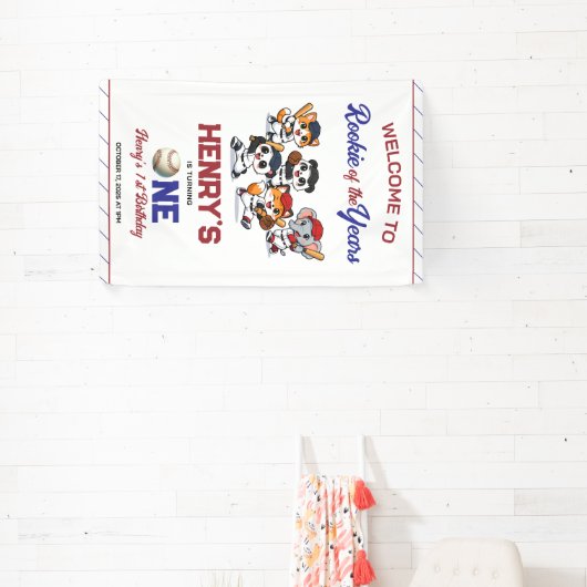 Our Little Animals Baseball 1st Birthday Party 横断幕 (インサイチュ)