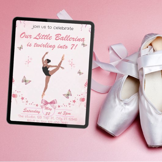 Our Little Ballerina Birthday Invitation 招待状