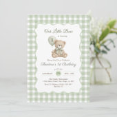 Our Little Bear Green Balloon First Birthday 招待状 (スタンド正面)
