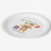 Our Little Bear is turning one Kids Birthday ペーパープレート (アングル)